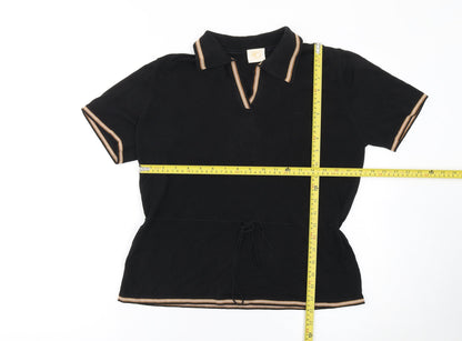 Country Casuals Women’s Black Collared Henley Knit Jumper L