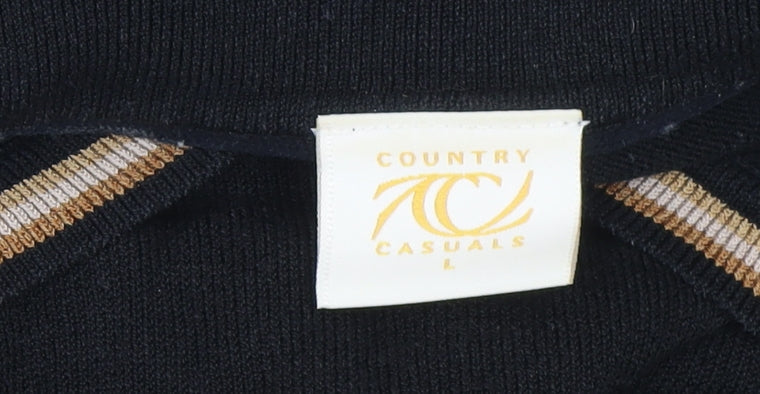 Country Casuals Women’s Black Collared Henley Knit Jumper L