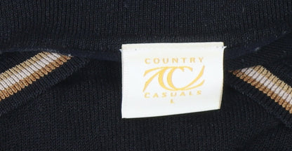 Country Casuals Women’s Black Collared Henley Knit Jumper L