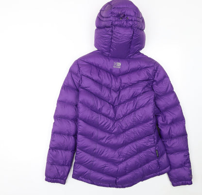 Karrimor Women Purple Down Puffer Jacket Size 8 Hooded Outdoor Coat