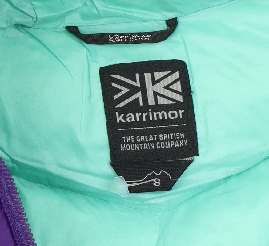 Karrimor Women Purple Down Puffer Jacket Size 8 Hooded Outdoor Coat