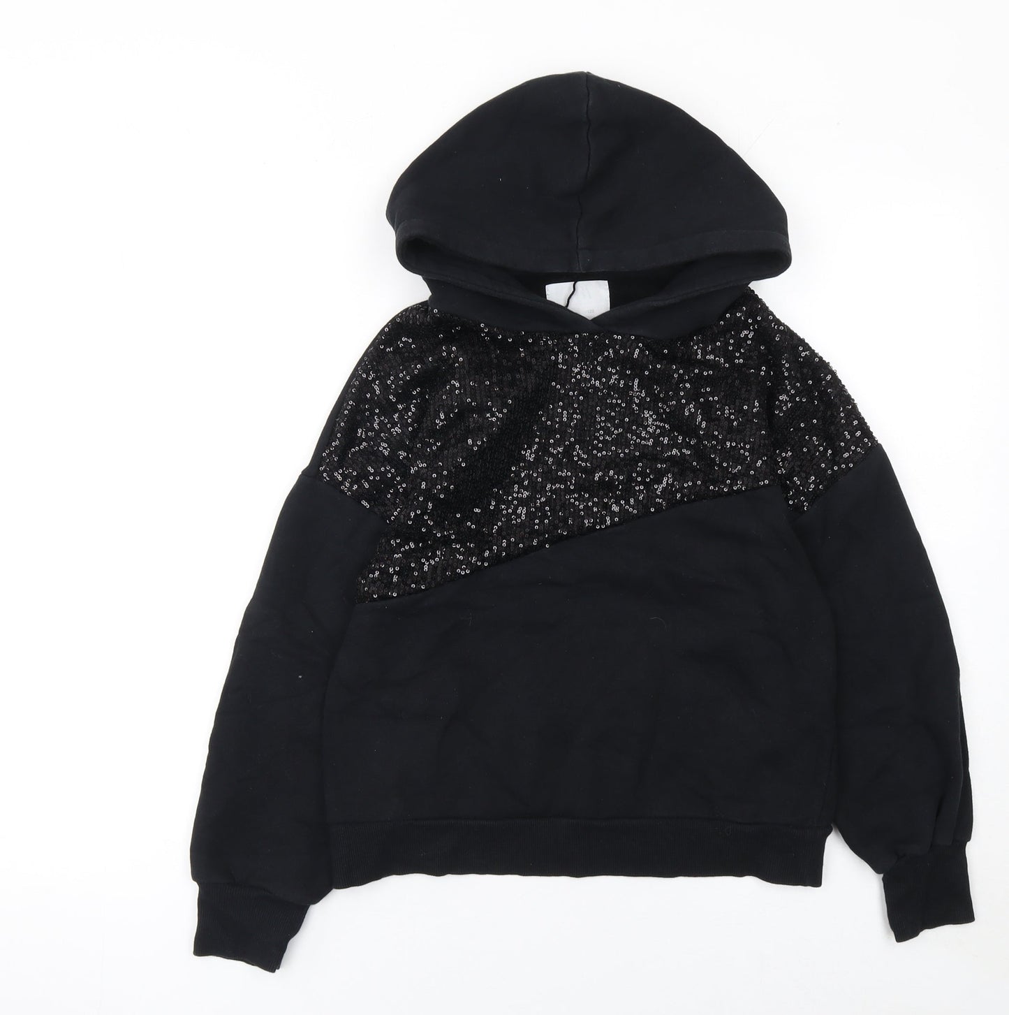 Girls UK Size 7 Years Zara Black Pullover Hoodie