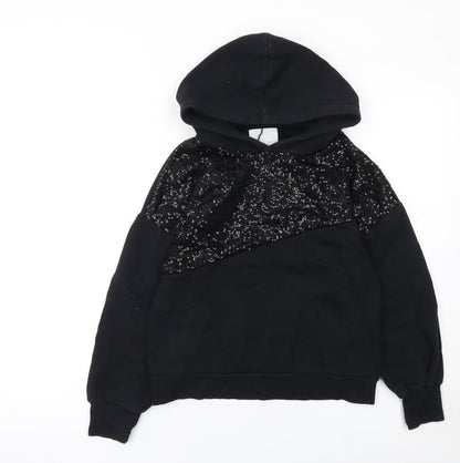 Girls UK Size 7 Years Zara Black Pullover Hoodie