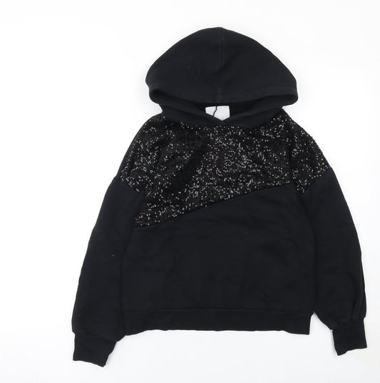 Girls UK Size 7 Years Zara Black Pullover Hoodie