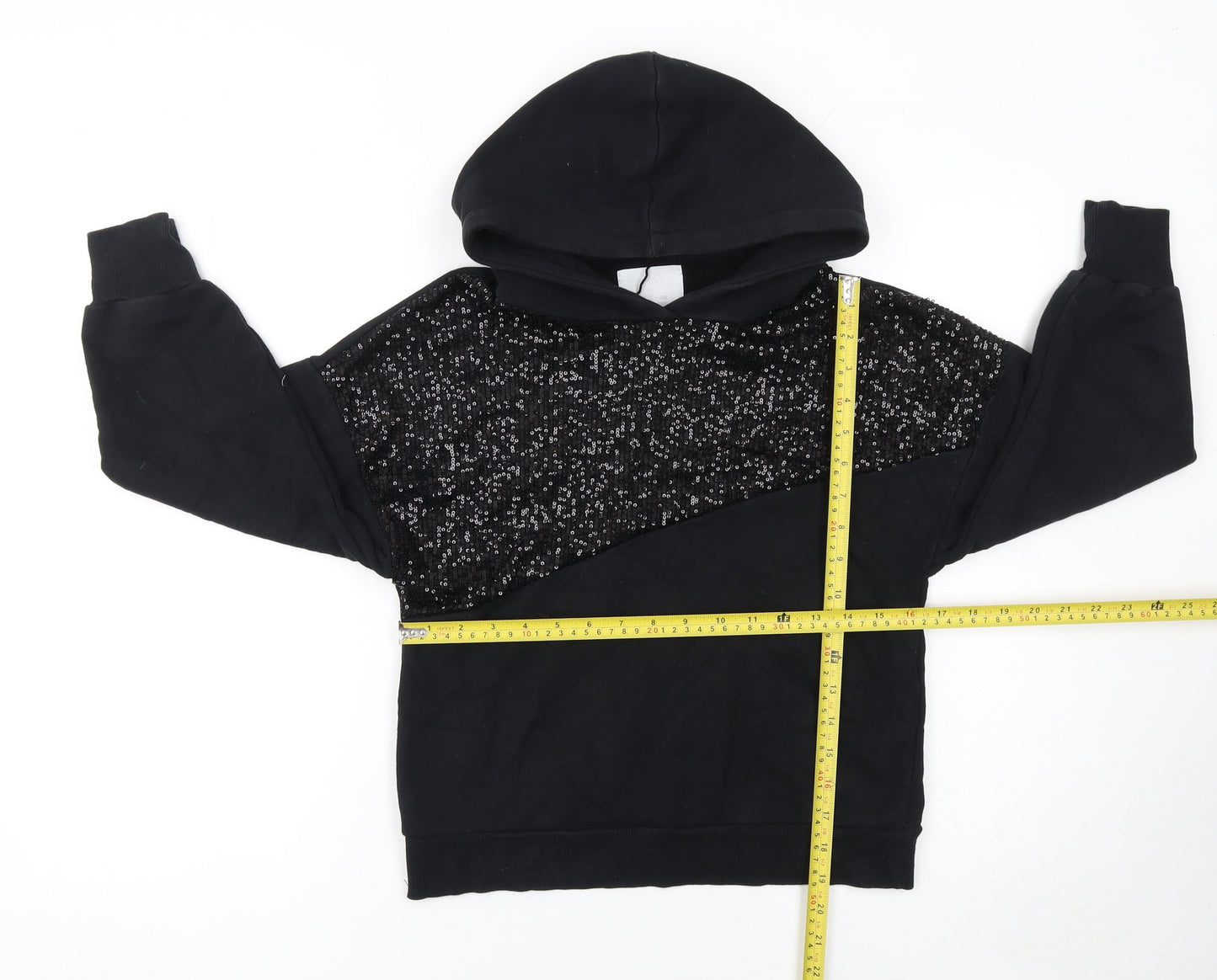 Girls UK Size 7 Years Zara Black Pullover Hoodie