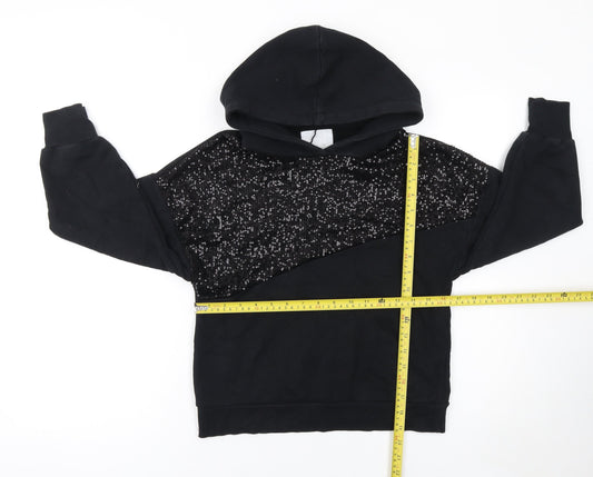 Girls UK Size 7 Years Zara Black Pullover Hoodie
