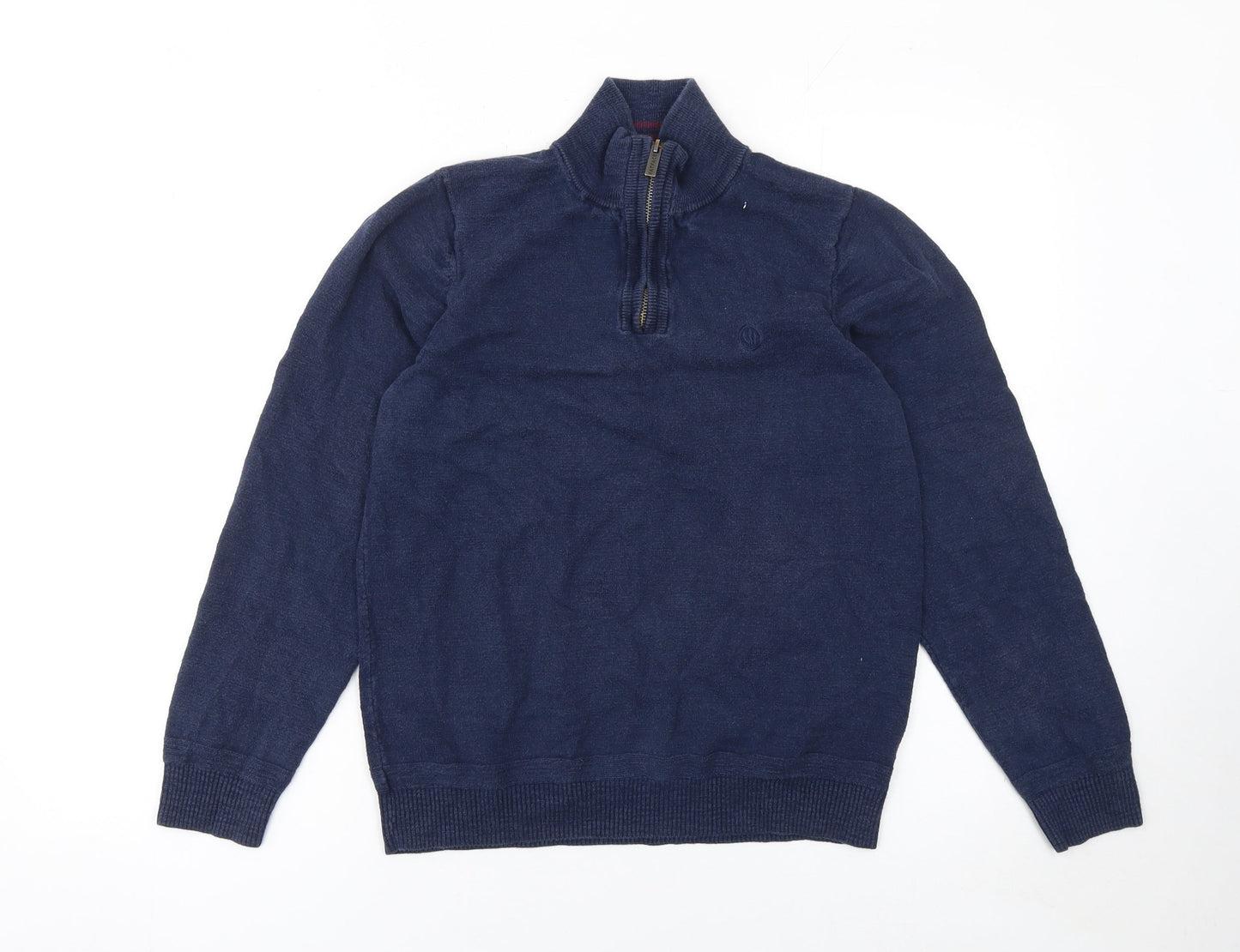 Fat Face Women's Blue 1/2 Zip Cotton Wool Jumper Size S