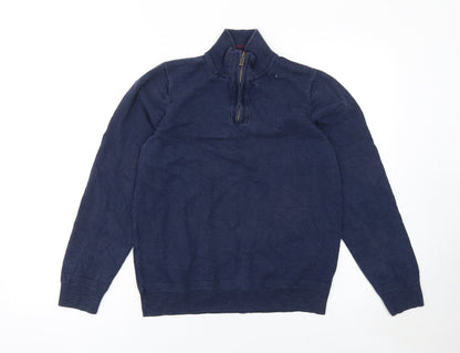 Fat Face Women's Blue 1/2 Zip Cotton Wool Jumper Size S