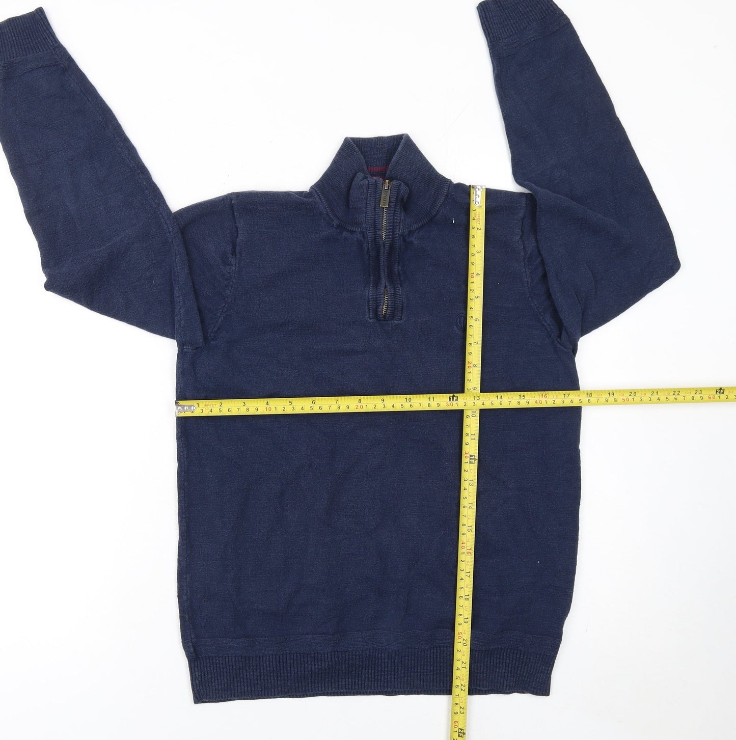 Fat Face Women's Blue 1/2 Zip Cotton Wool Jumper Size S