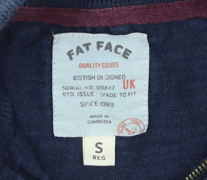 Fat Face Women's Blue 1/2 Zip Cotton Wool Jumper Size S