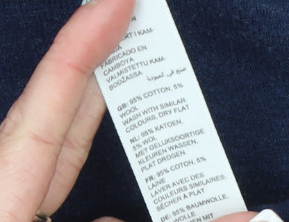 Fat Face Women's Blue 1/2 Zip Cotton Wool Jumper Size S