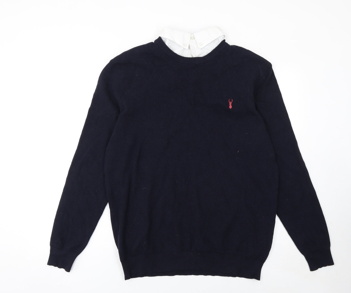 Next Men’s Blue Cotton Crew Neck Jumper 2XL Classic Knit