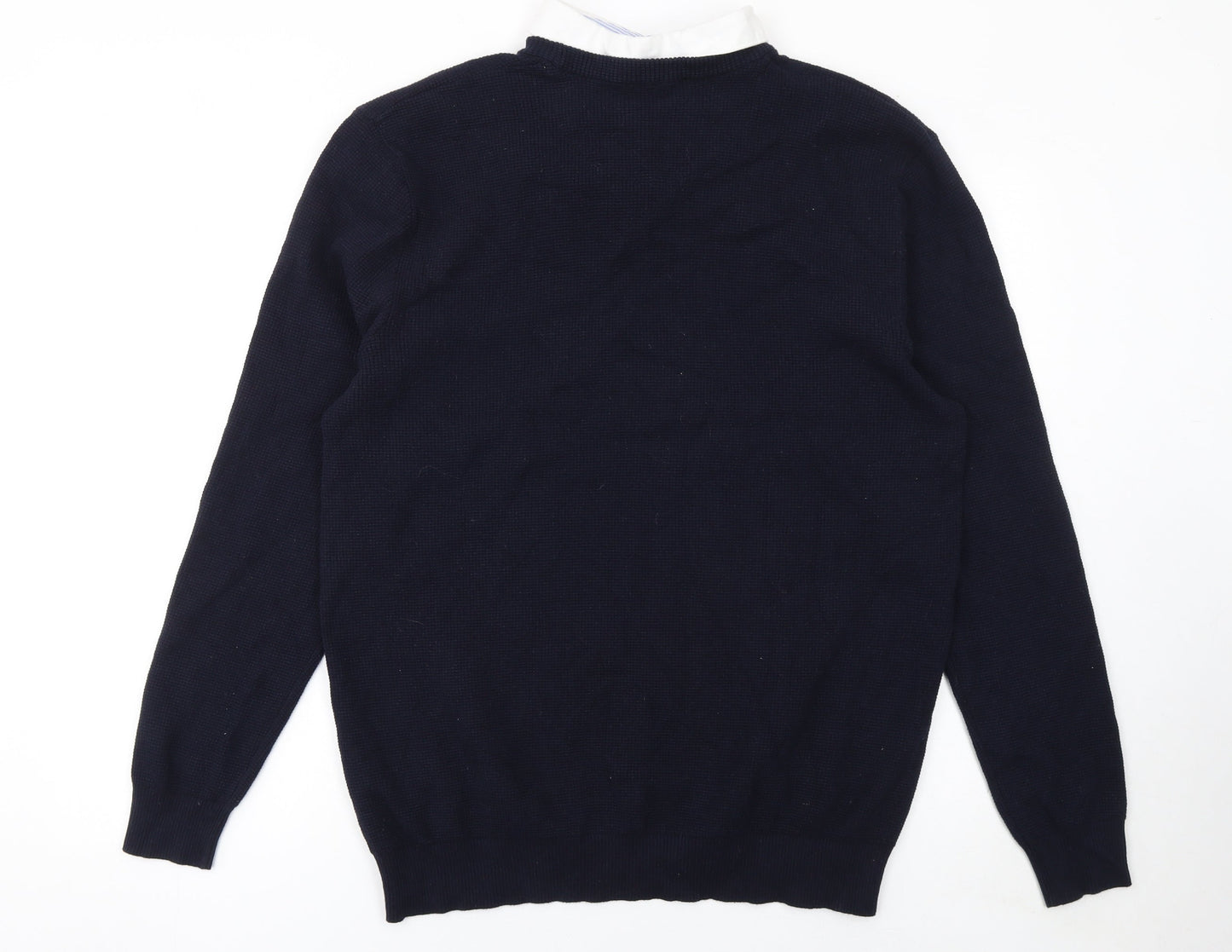 Next Men’s Blue Cotton Crew Neck Jumper 2XL Classic Knit