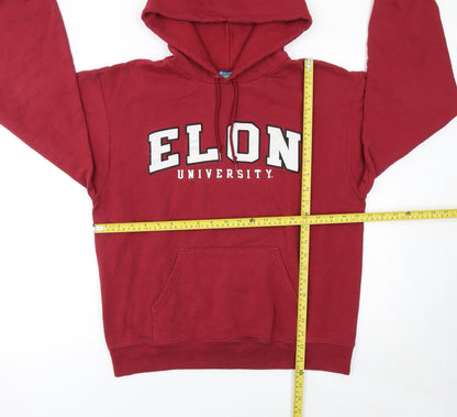 Champion Women’s Red Pullover Hoodie Medium Elon University Logo