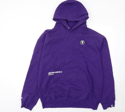 Aape Men's Purple XL Pullover Hoodie Streetwear Graphic Cotton Blend