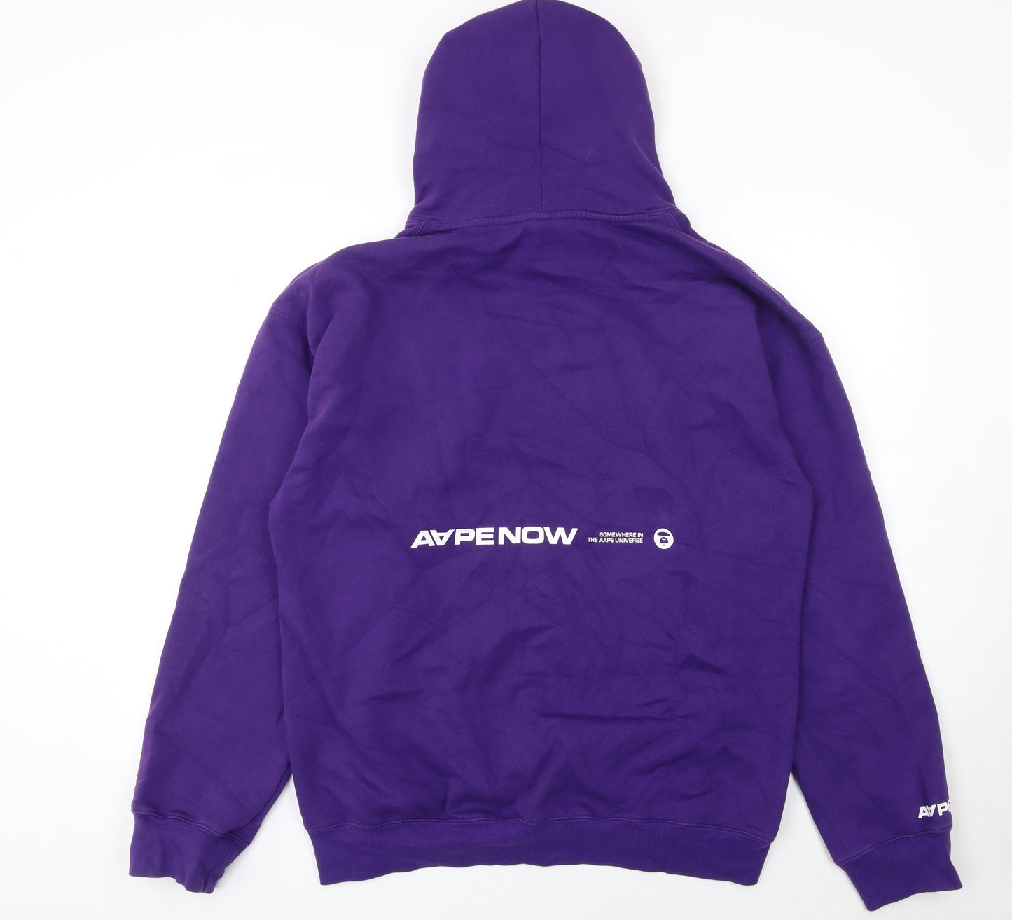 Aape Men's Purple XL Pullover Hoodie Streetwear Graphic Cotton Blend