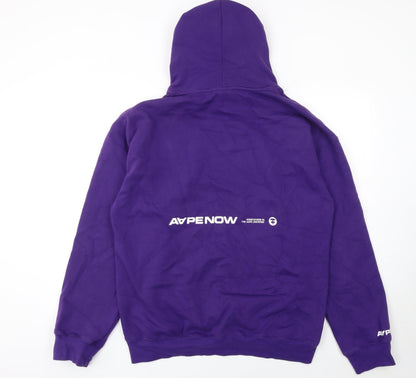 Aape Men's Purple XL Pullover Hoodie Streetwear Graphic Cotton Blend