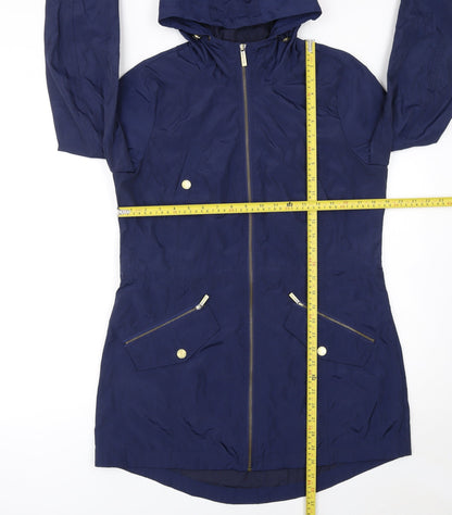 Michael Kors Womens Blue Hooded Parka Coat Size M