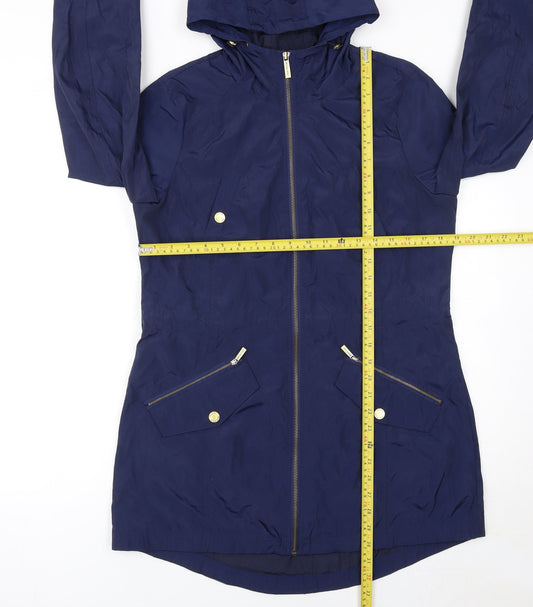 Michael Kors Womens Blue Hooded Parka Coat Size M