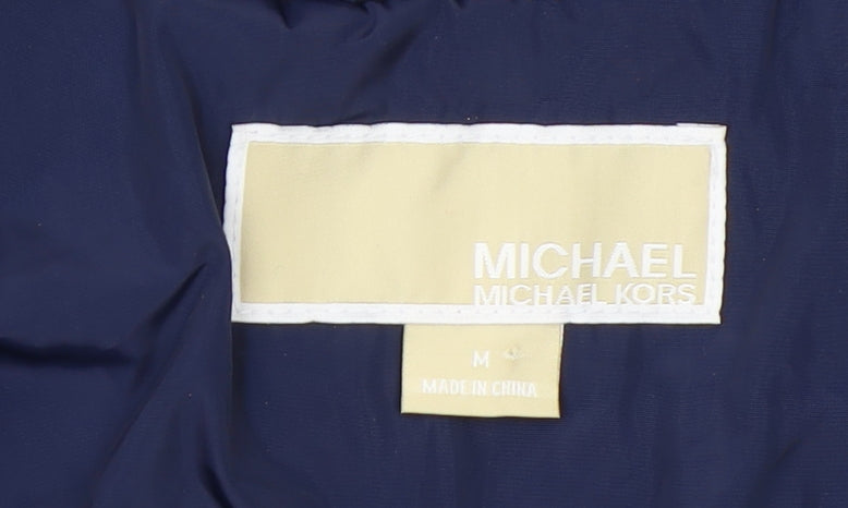 Michael Kors Womens Blue Hooded Parka Coat Size M