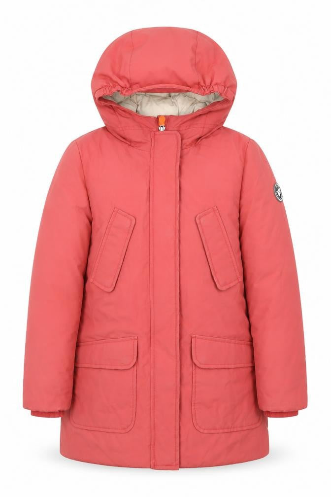 Save The Duck Girls Pink Hooded Parka Coat 10 Years Winter Insulated Jacket