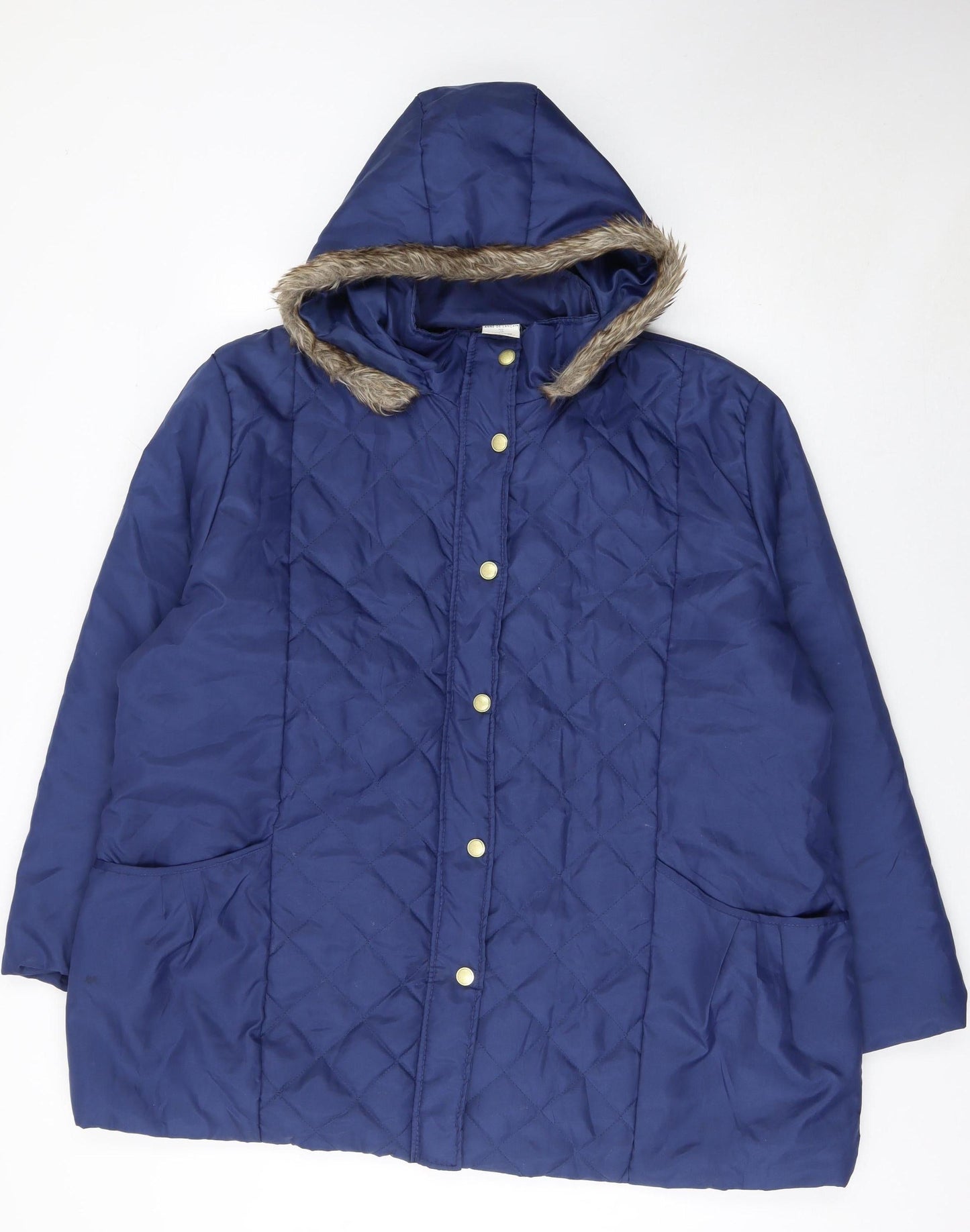 Womens UK Size XL Anne de Lançay Blue Quilted Coat
