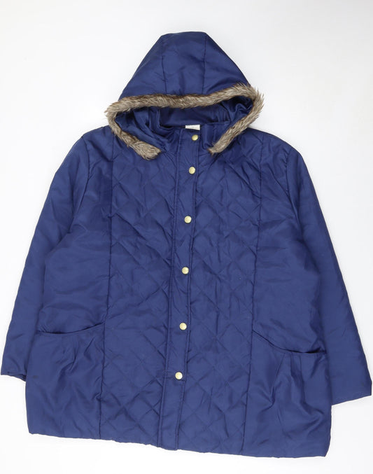 Womens UK Size XL Anne de Lançay Blue Quilted Coat