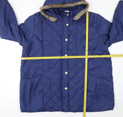 Womens UK Size XL Anne de Lançay Blue Quilted Coat