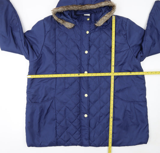Womens UK Size XL Anne de Lançay Blue Quilted Coat