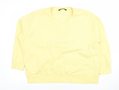 Dunnes Women Yellow XL Pullover Sweatshirt Cotton Blend Crew Neck