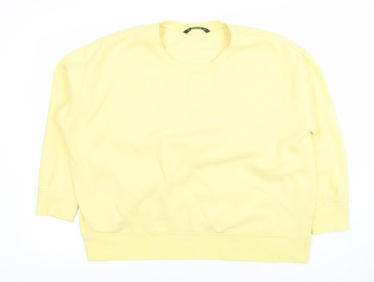 Dunnes Women Yellow XL Pullover Sweatshirt Cotton Blend Crew Neck