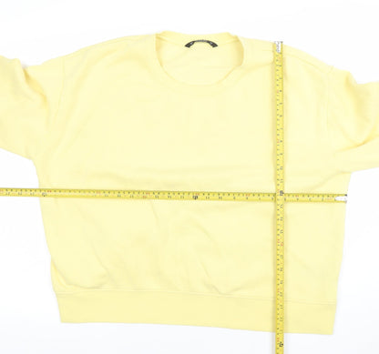 Dunnes Women Yellow XL Pullover Sweatshirt Cotton Blend Crew Neck