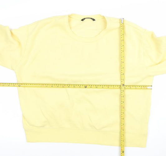 Dunnes Women Yellow XL Pullover Sweatshirt Cotton Blend Crew Neck