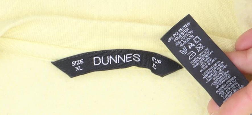Dunnes Women Yellow XL Pullover Sweatshirt Cotton Blend Crew Neck