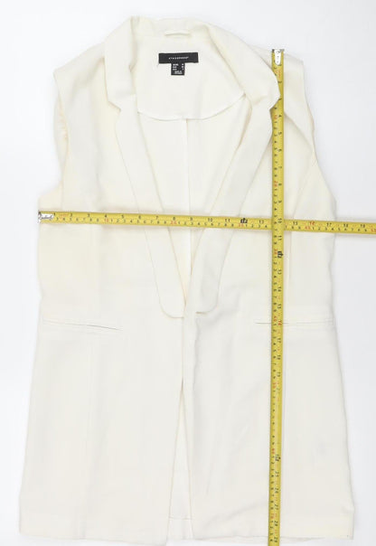 Atmosphere Women's Ivory Size 10 Sleeveless Shawl Lapel Waistcoat