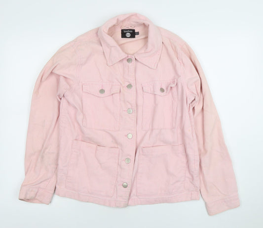 Boohoo Women Pink Corduroy Button Jacket UK 8 Casual Long Sleeve