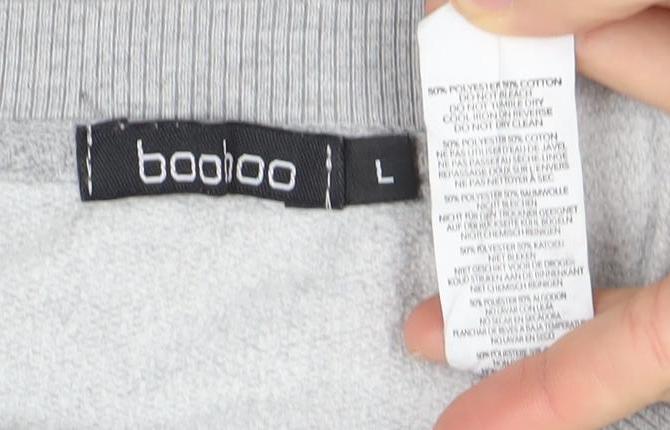 Boohoo Women Grey Self Care Club Sweatshirt L Crew Neck Pullover