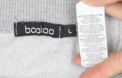 Boohoo Women Grey Self Care Club Sweatshirt L Crew Neck Pullover