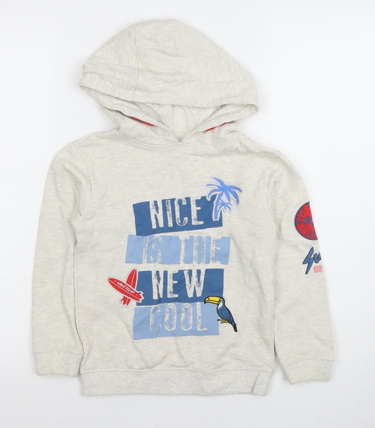 Boys UK Size 7-8 Years Primark Beige Pullover Hoodie