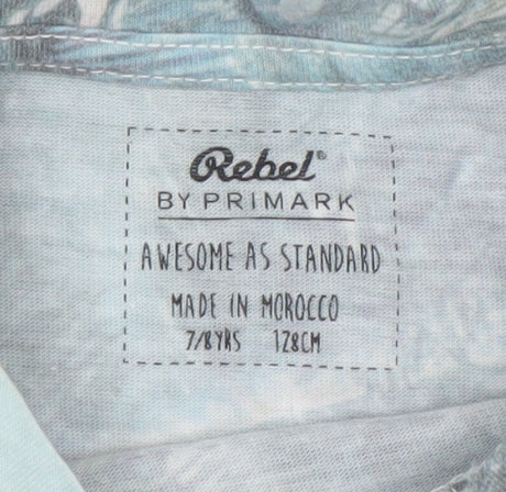 Boys UK Size 7-8 Years Rebel by Primark Blue Basic T-Shirt