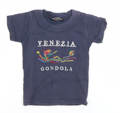 Star Venezia Blue Baby T-Shirt 12 Months Cotton Embroidered Graphic Top