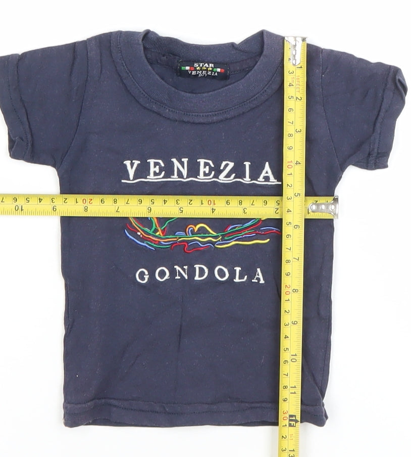 Star Venezia Blue Baby T-Shirt 12 Months Cotton Embroidered Graphic Top
