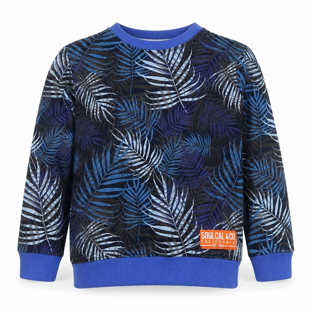 SoulCal Boys Blue Leaf Print Cotton Sweatshirt 9-10 Years