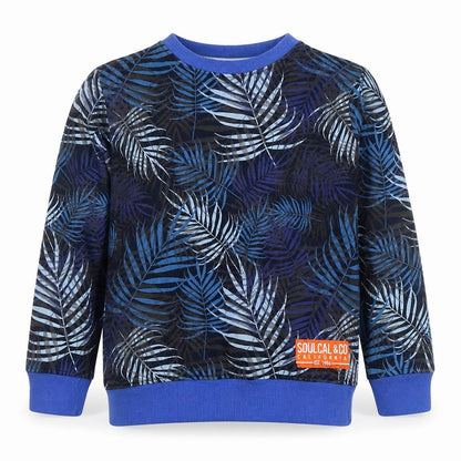 SoulCal Boys Blue Leaf Print Cotton Sweatshirt 9-10 Years