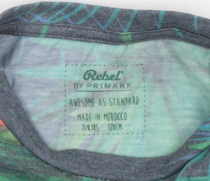 Rebel by Primark Boys Multicoloured Tropical Print T-Shirt 7 Years