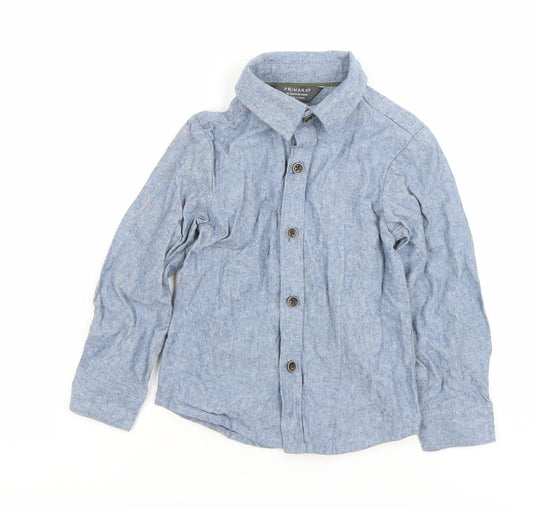 Primark Unisex Baby Blue Cotton Button-Up Long Sleeve Shirt 18-24 Months