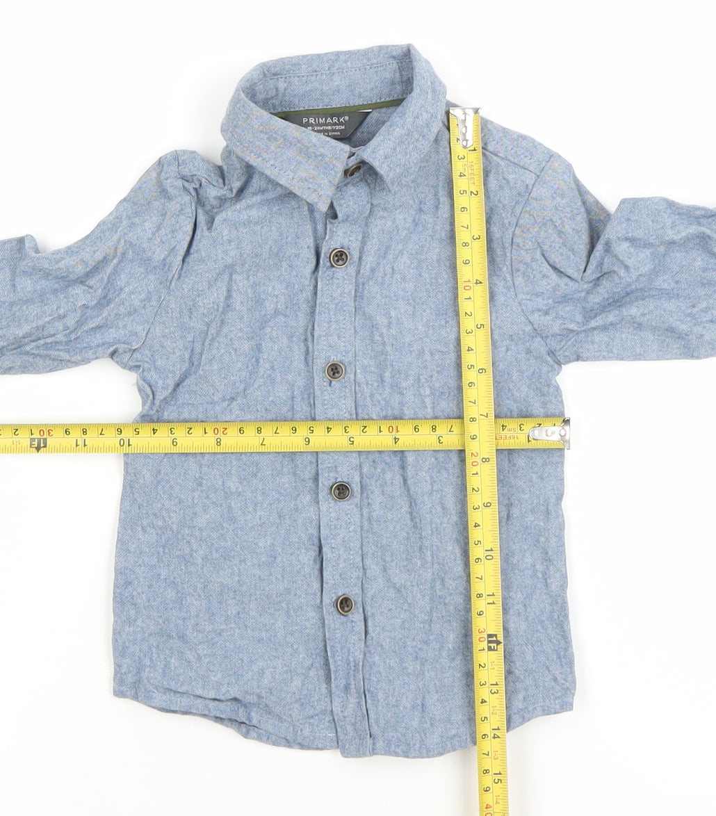 Primark Unisex Baby Blue Cotton Button-Up Long Sleeve Shirt 18-24 Months
