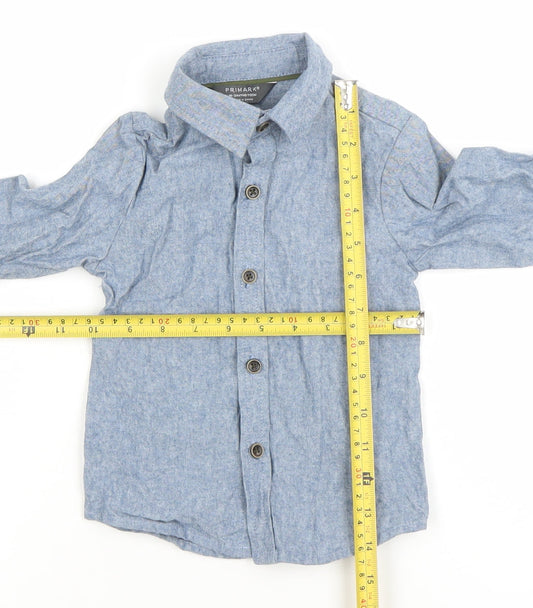 Primark Unisex Baby Blue Cotton Button-Up Long Sleeve Shirt 18-24 Months