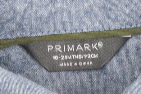 Primark Unisex Baby Blue Cotton Button-Up Long Sleeve Shirt 18-24 Months