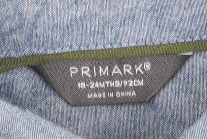 Primark Unisex Baby Blue Cotton Button-Up Long Sleeve Shirt 18-24 Months